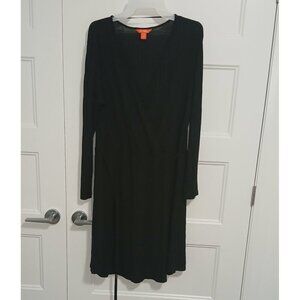 🛍 Joe Fresh Black Dress Drawstring For Waist Plus XL Midi Long Sleeve V-Neck